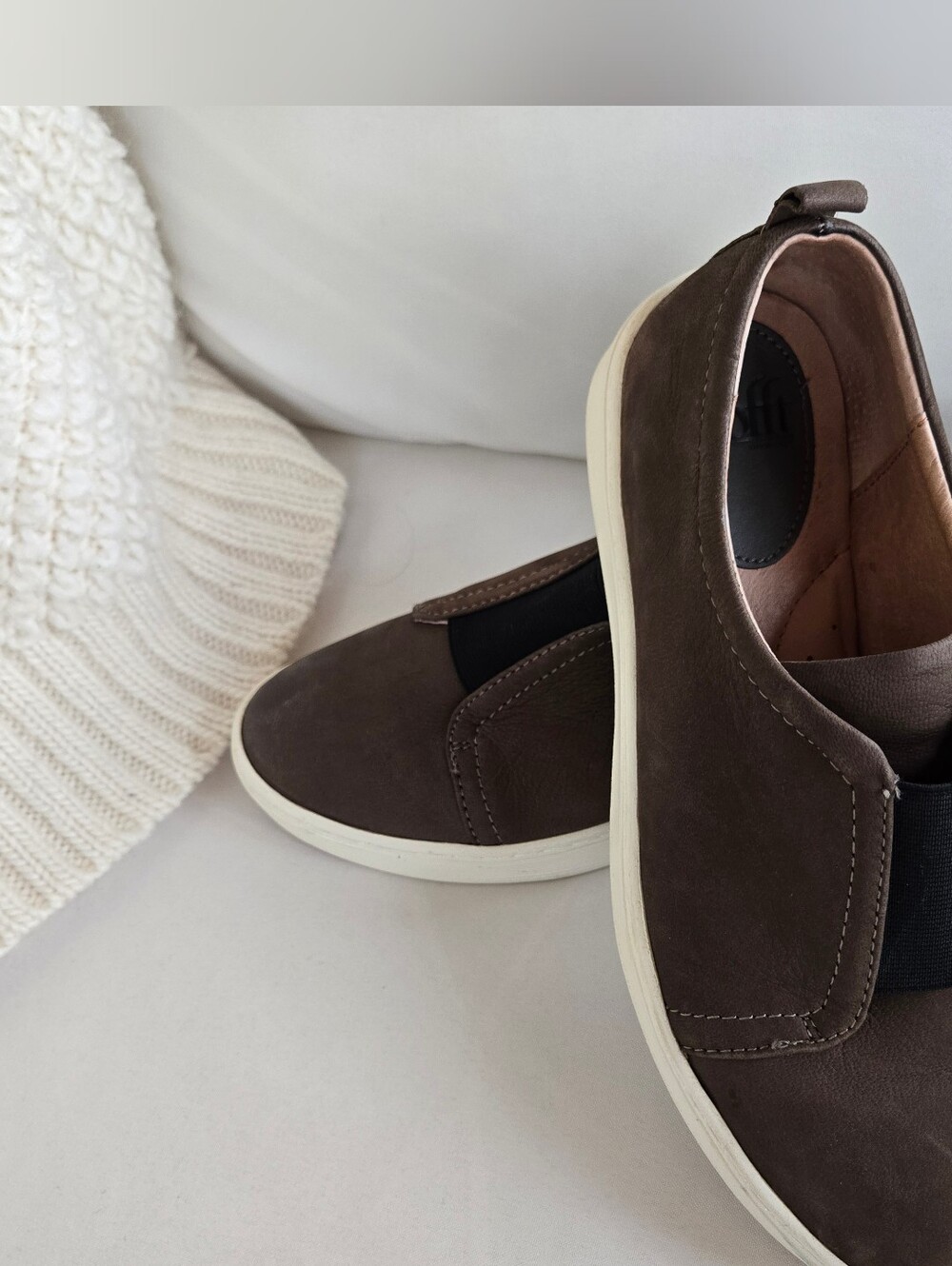 Sofft Safia Slip On Shoe Olive 8 Leather Comfy Travel Work Elastic Stretch Work - Picture 3 of 11